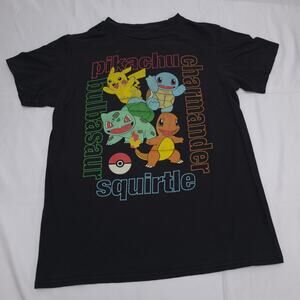 Pokemon Pikachu Charmander Squirtle Bulbasaur Graphic‎ T-Shirt Kids Large Black